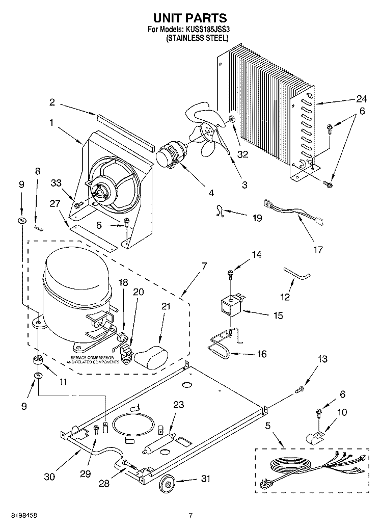 UNIT PARTS Diagram and Parts List for KUSS185JSS3  KitchenAid Ice Maker