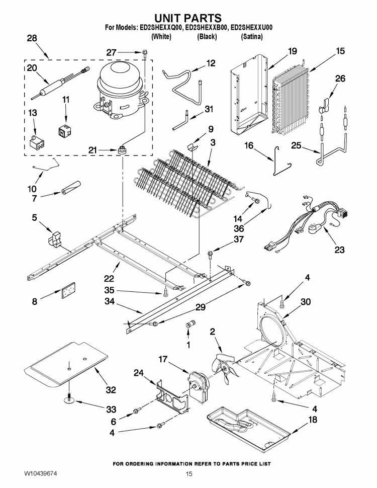 UNIT PARTS Diagram and Parts List for ED2SHEXXB00  Whirlpool Refrigerator