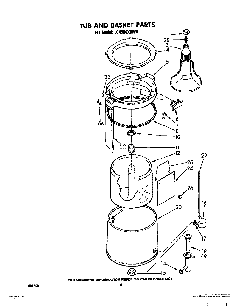 TUB AND BASKET Diagram and Parts List for LC4900XKW0  Whirlpool Washer