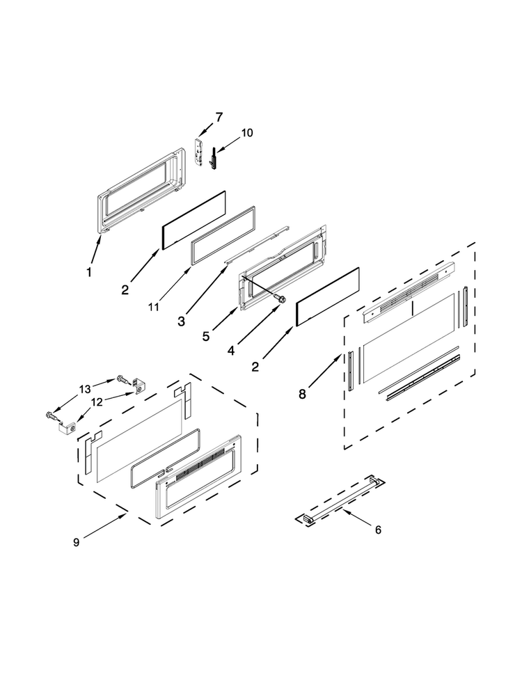 Upper Door Parts Diagram and Parts List for KFED500ESS00  KitchenAid Range