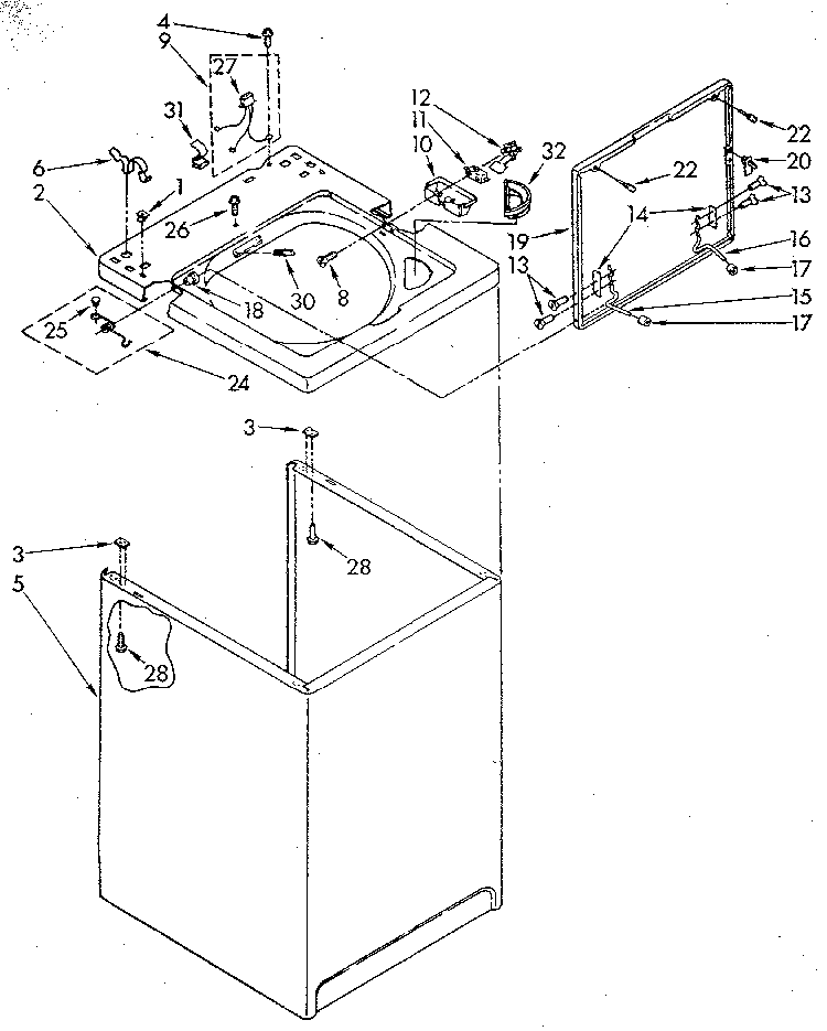 Top And Cabinet Diagram and Parts List for LA7800XSM2  Whirlpool Washer