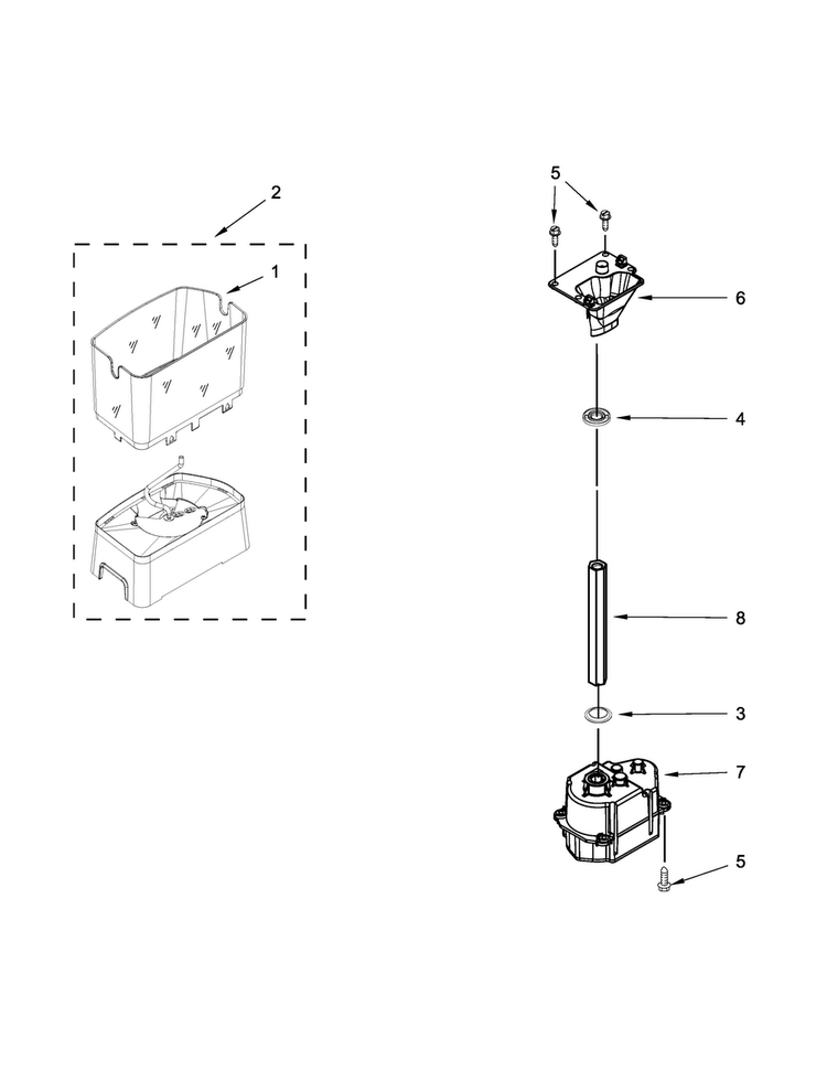 Motor And Ice Container Parts Diagram and Parts List for WRS342FIAM02  Whirlpool Refrigerator