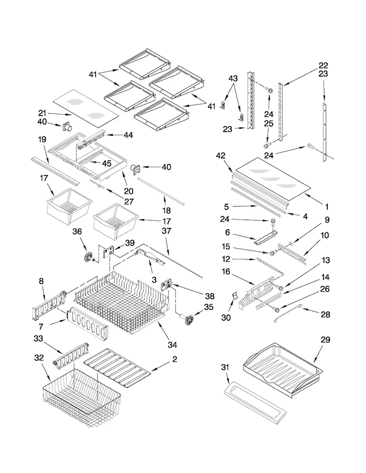 Shelf Parts Diagram and Parts List for 10672003014  Kenmore Refrigerator