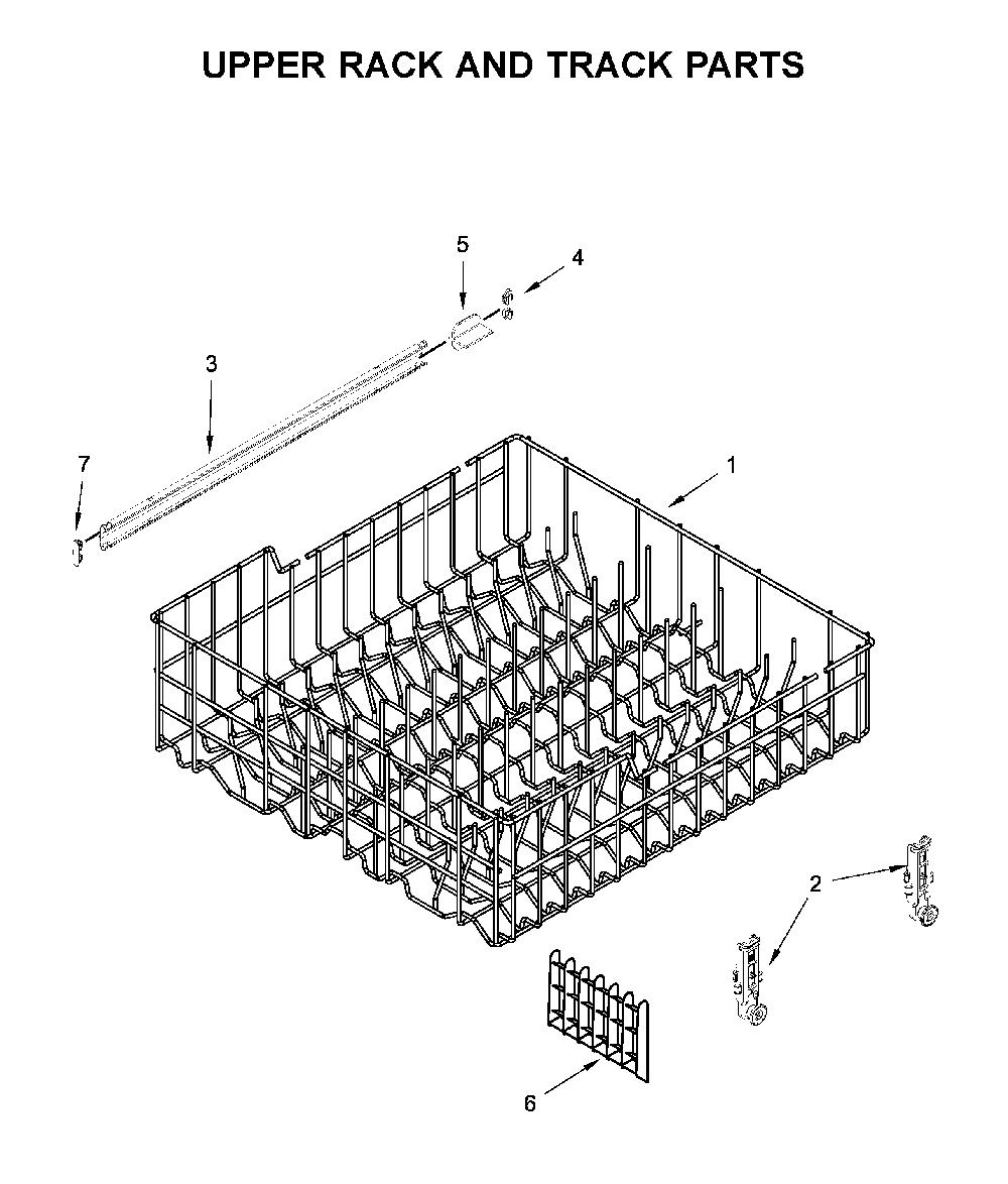 Upper rack and track parts Diagram and Parts List for WDF330PAHS4  Whirlpool Dishwasher