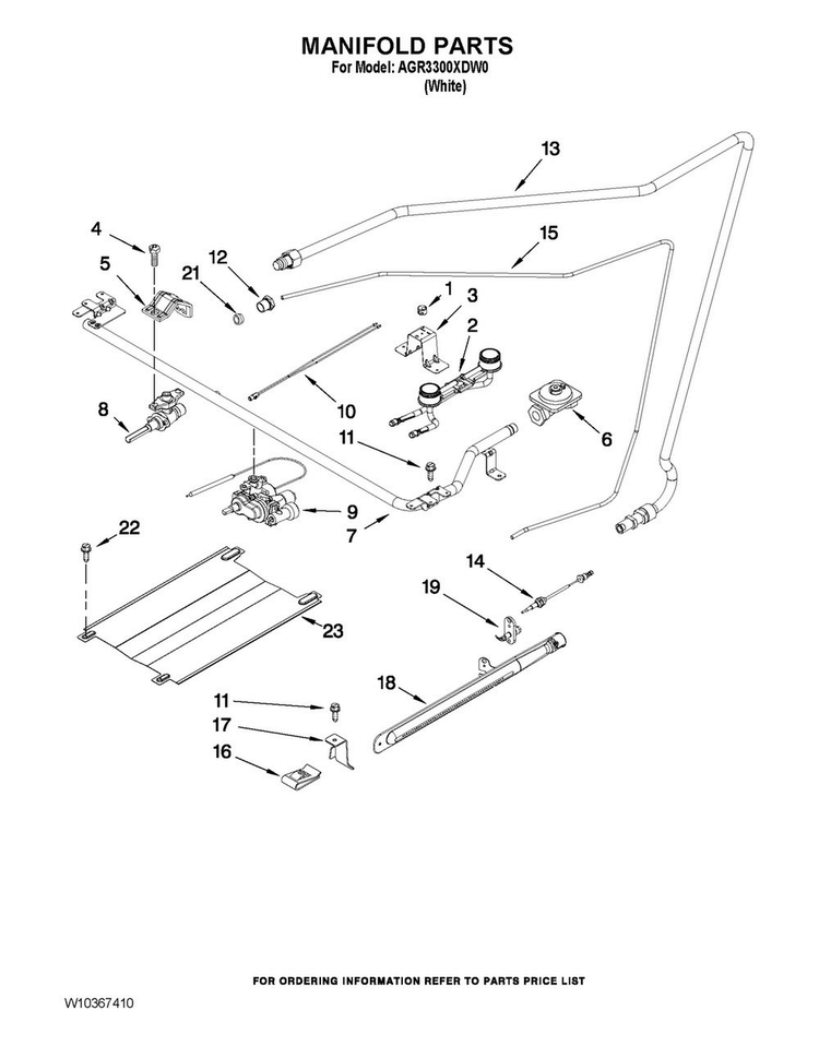 Manifold Parts Diagram and Parts List for AGR3300XDW0  Estate Range
