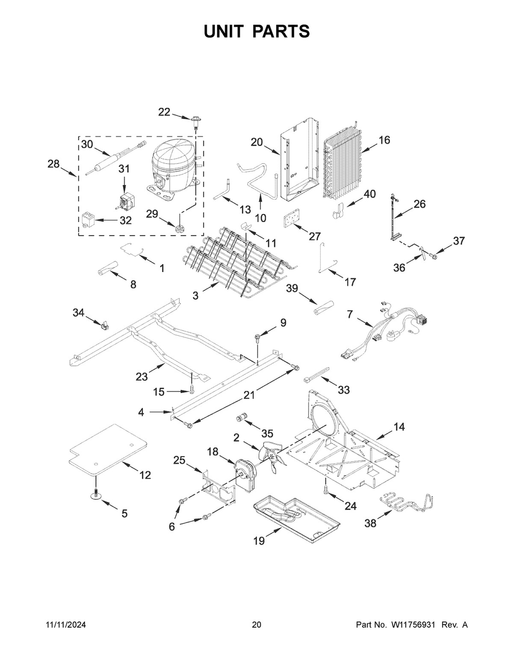 11 - Unit Parts Diagram and Parts List for WRS315SDHM13  Whirlpool Refrigerator