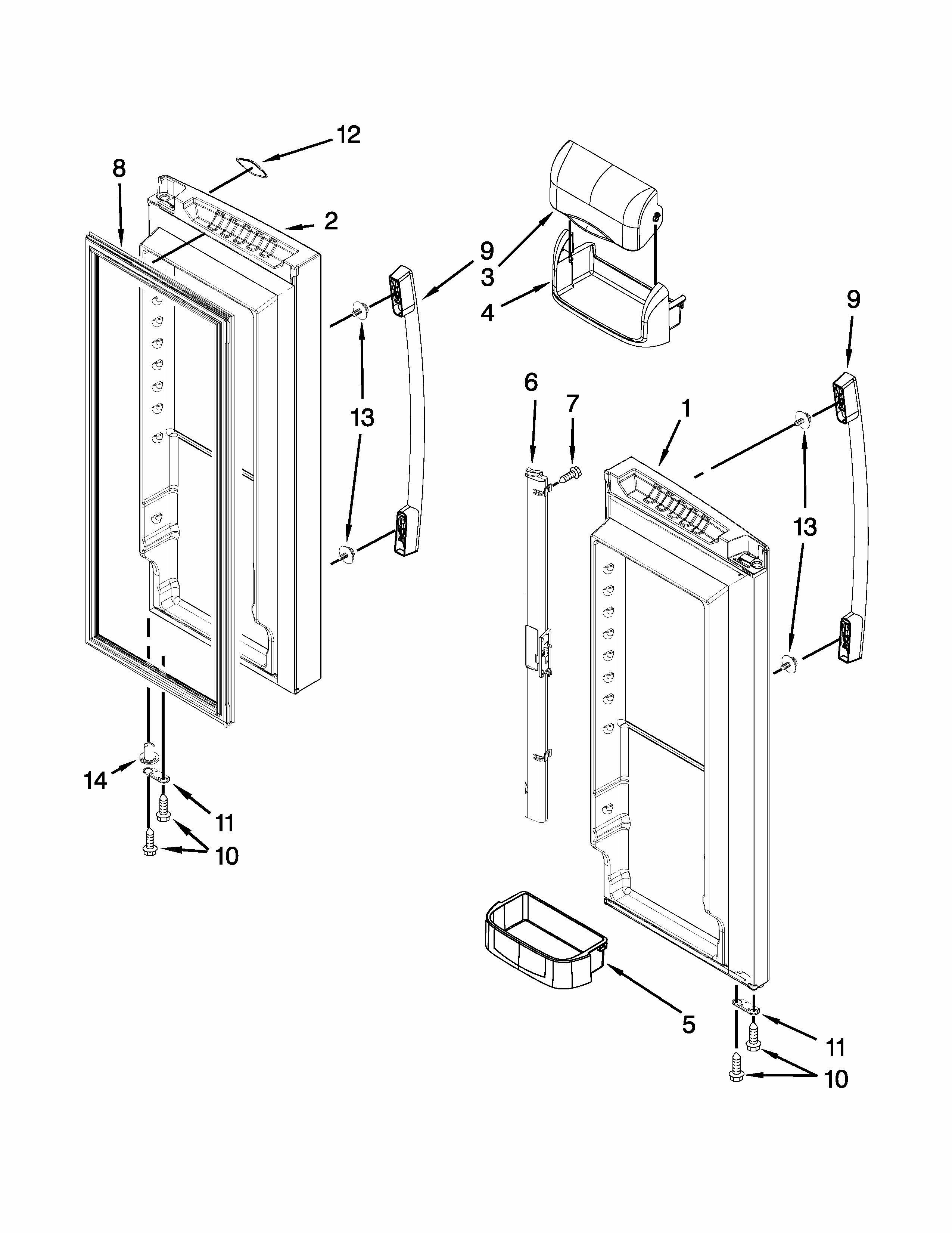 Refrigerator Door Parts Diagram and Parts List for 59679219012  Kenmore Refrigerator