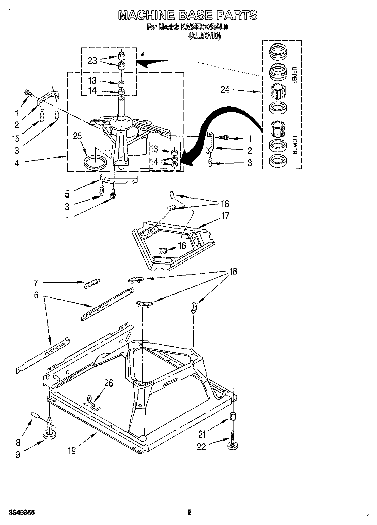 MACHINE BASE Diagram and Parts List for KAWE678BAL0  KitchenAid Washer