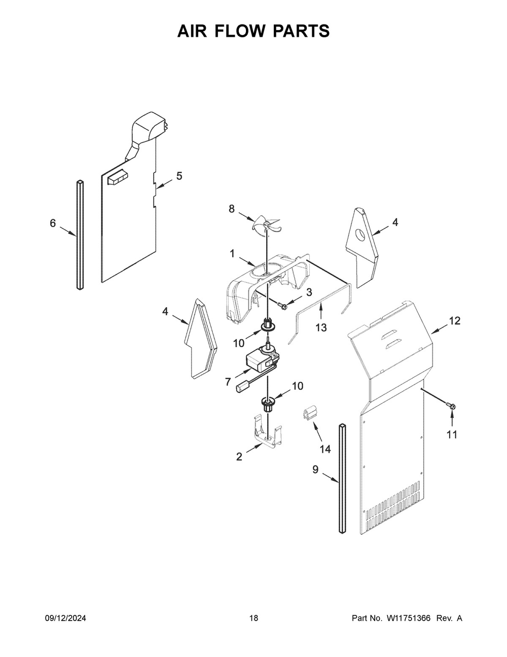 10 - Air Flow Parts Diagram and Parts List for WRS311SDHB10  Whirlpool Refrigerator