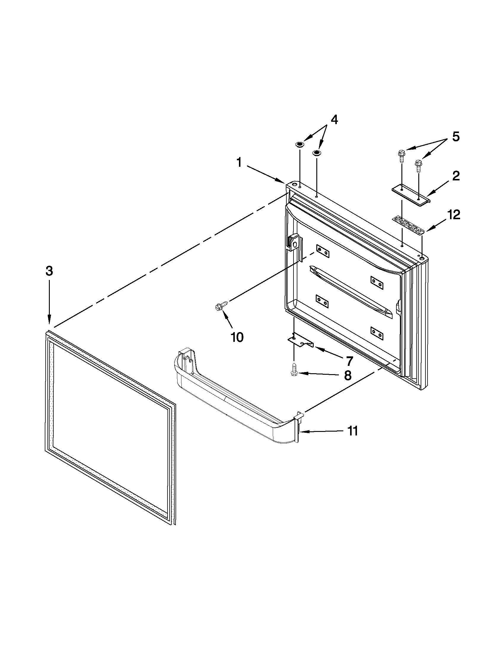 Freezer Door Diagram and Parts List for 59669933013  Kenmore Refrigerator