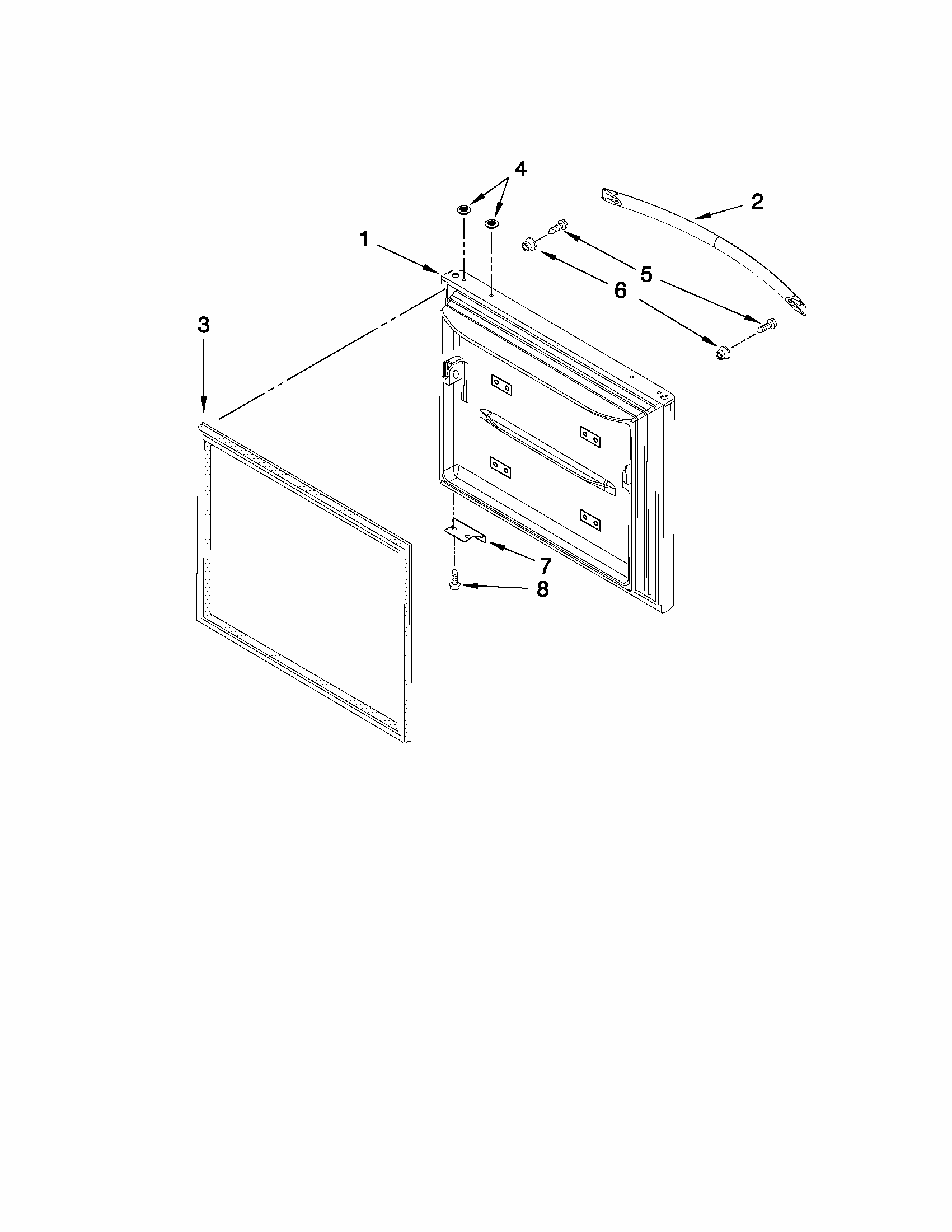 Freezer Door Parts Diagram and Parts List for 59669989011  Kenmore Refrigerator