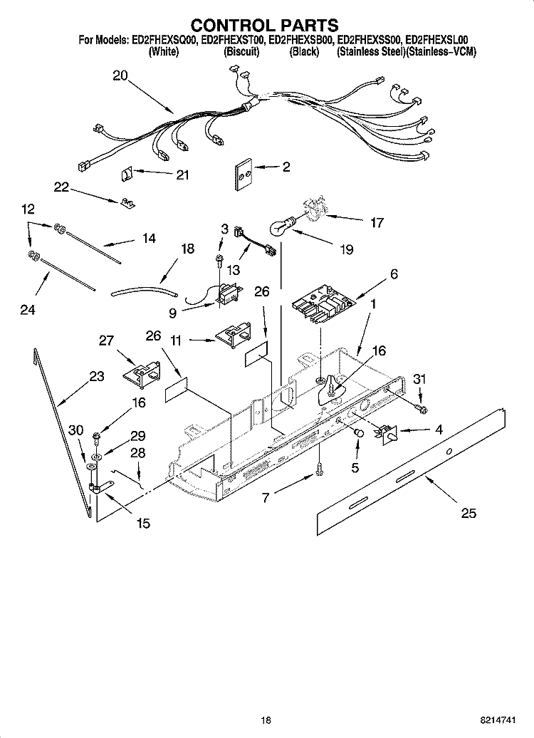 CONTROL PARTS Diagram and Parts List for ED2FHEXSL00  Whirlpool Refrigerator
