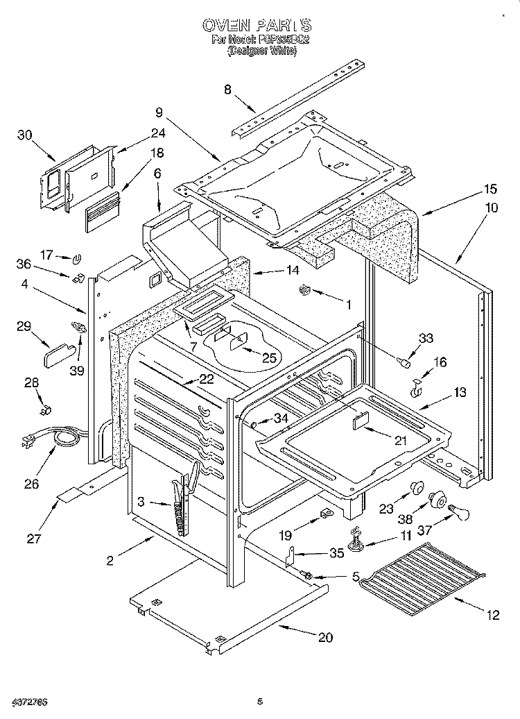 OVEN Diagram and Parts List for FGP335BQ2  Roper Range