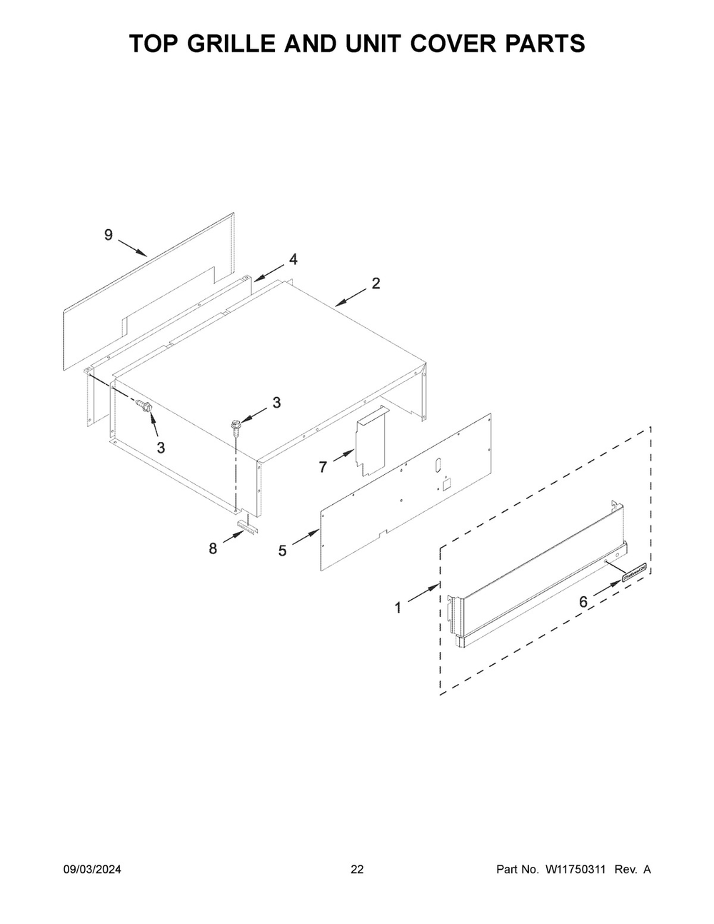 12 - Top Grille And Unit Cover Parts Diagram and Parts List for KBSD702MSS01  Whirlpool Refrigerator