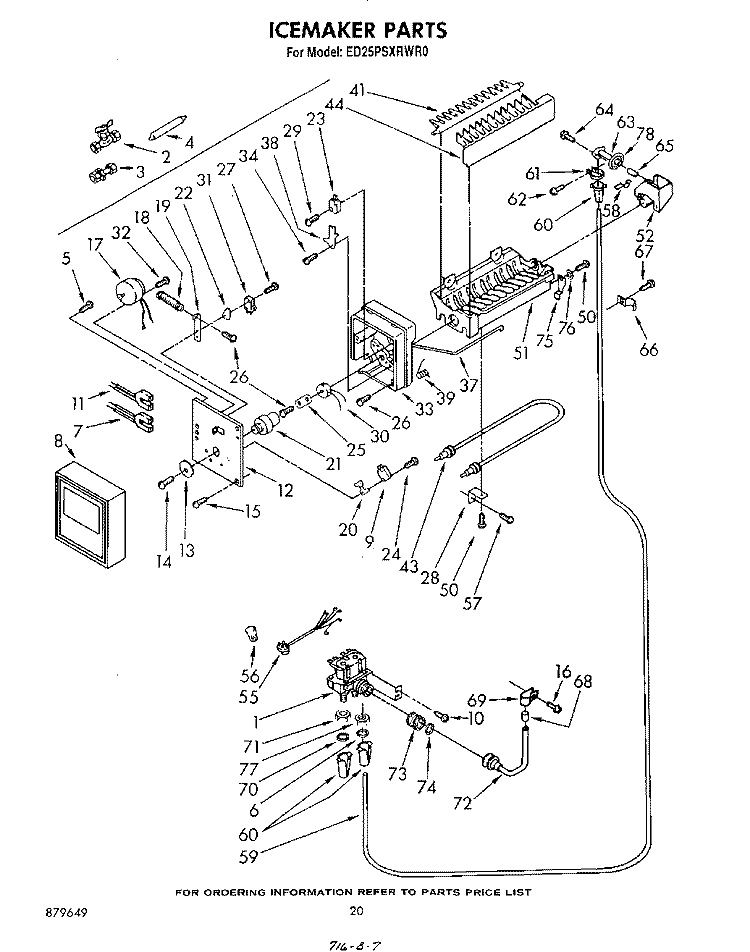 ICE MAKER Diagram and Parts List for ED25PSXRWR0  Whirlpool Refrigerator