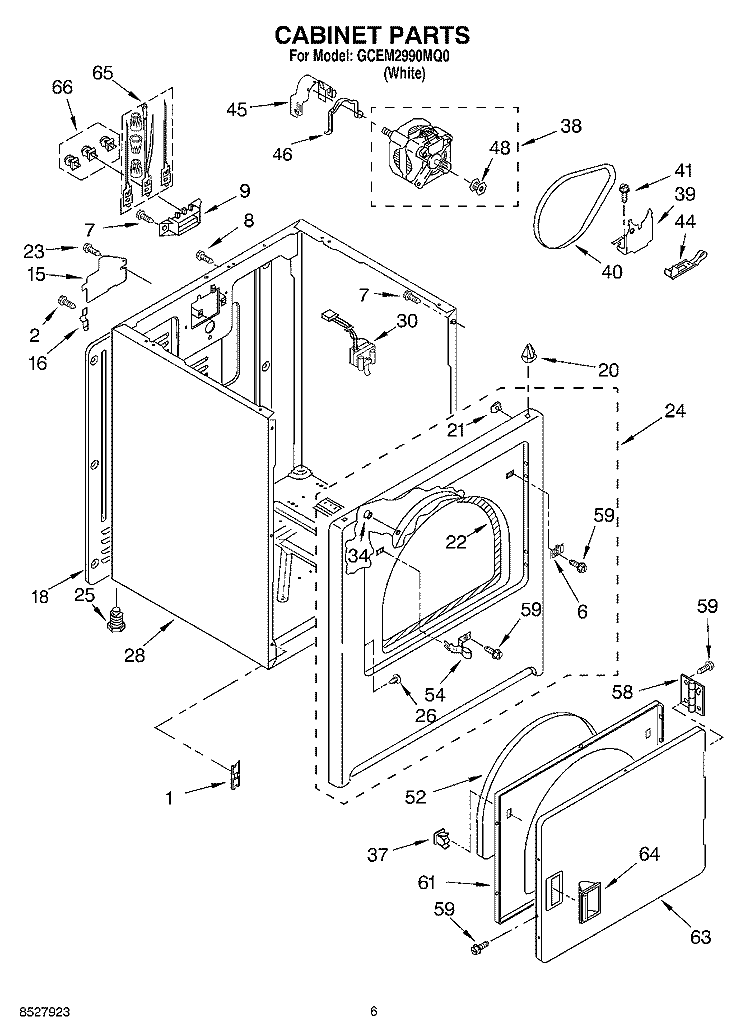 CABINET PARTS Diagram and Parts List for GCEM2990MQ0  Whirlpool Dryer