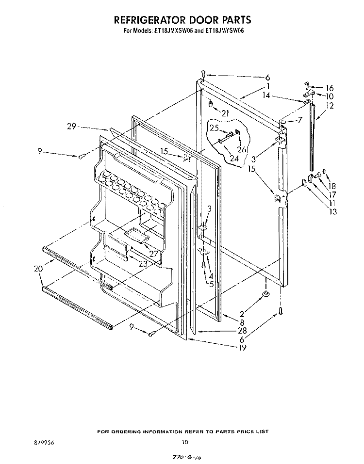 REFRIGERATOR DOOR Diagram and Parts List for ET18JMXSW06  Whirlpool Refrigerator