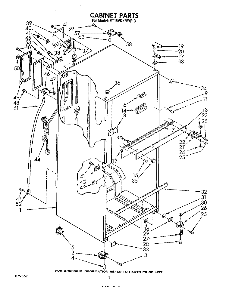CABINET Diagram and Parts List for ET18VKXRWR3  Whirlpool Refrigerator