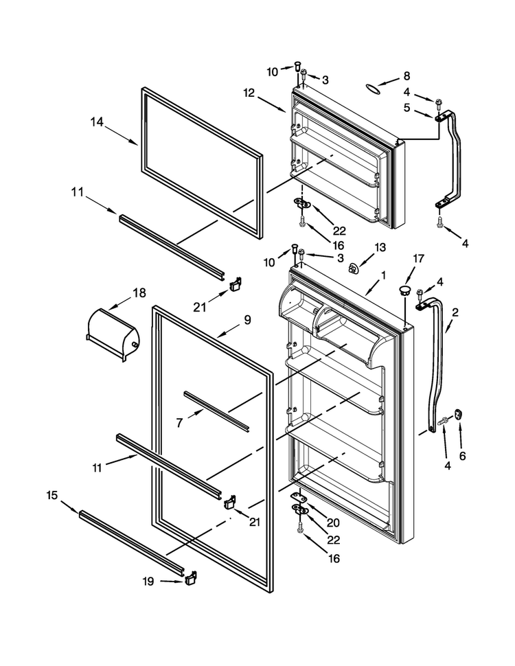Door Parts Diagram and Parts List for W8TXNGMBQ01  Whirlpool Refrigerator