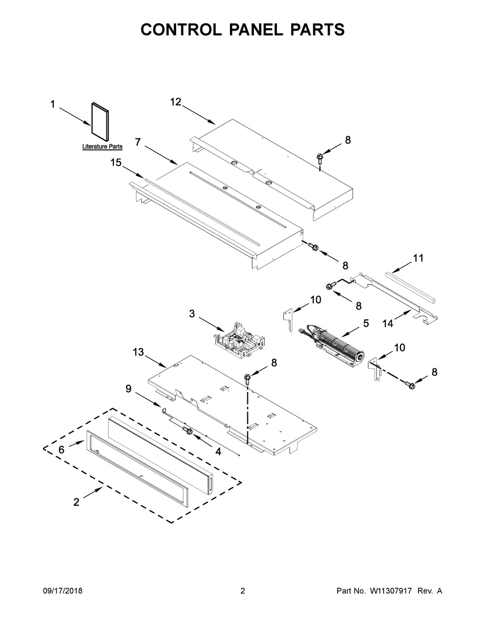 Control Panel Parts Diagram and Parts List for WOS97EC0HZ01  Whirlpool Wall Oven