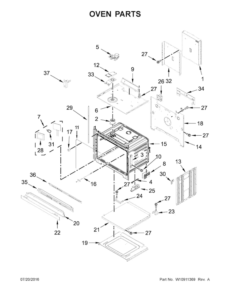 Oven Parts Diagram and Parts List for KODE307ESS02  KitchenAid Wall Oven