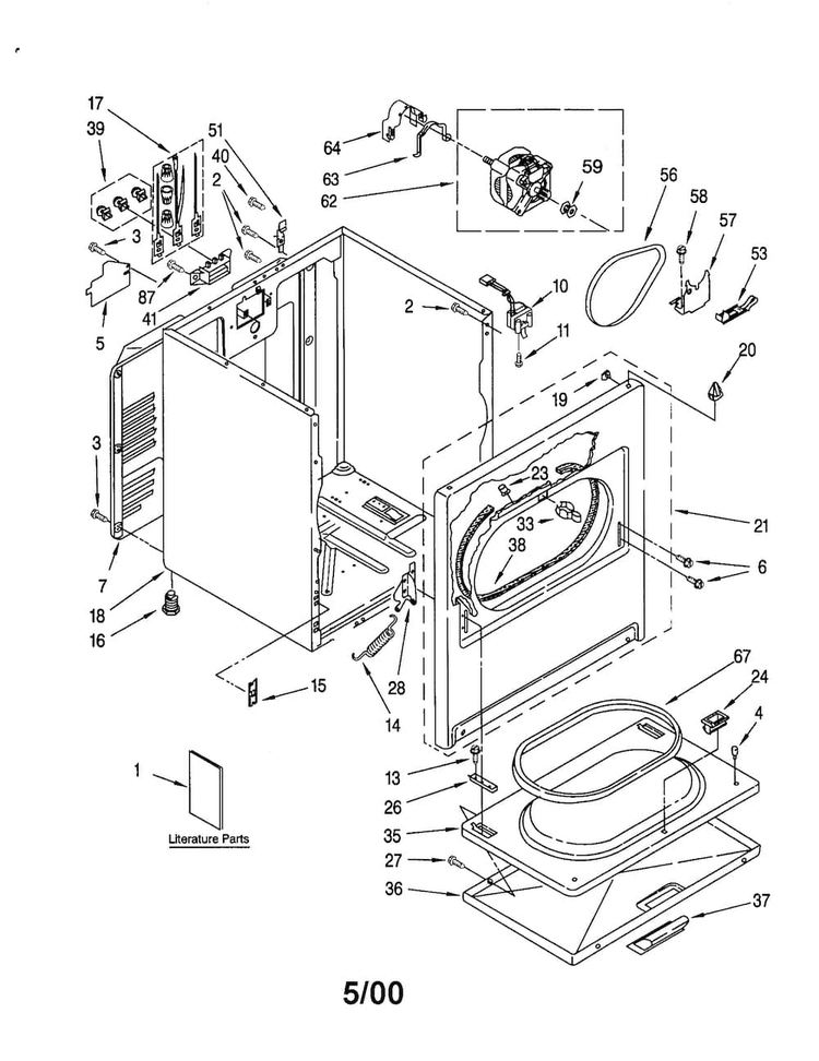 Cabinet Diagram and Parts List for LEG8858JZ0  Whirlpool Dryer