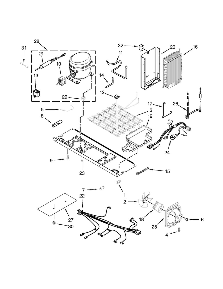 Unit Parts Diagram and Parts List for 10651789413  Kenmore Refrigerator