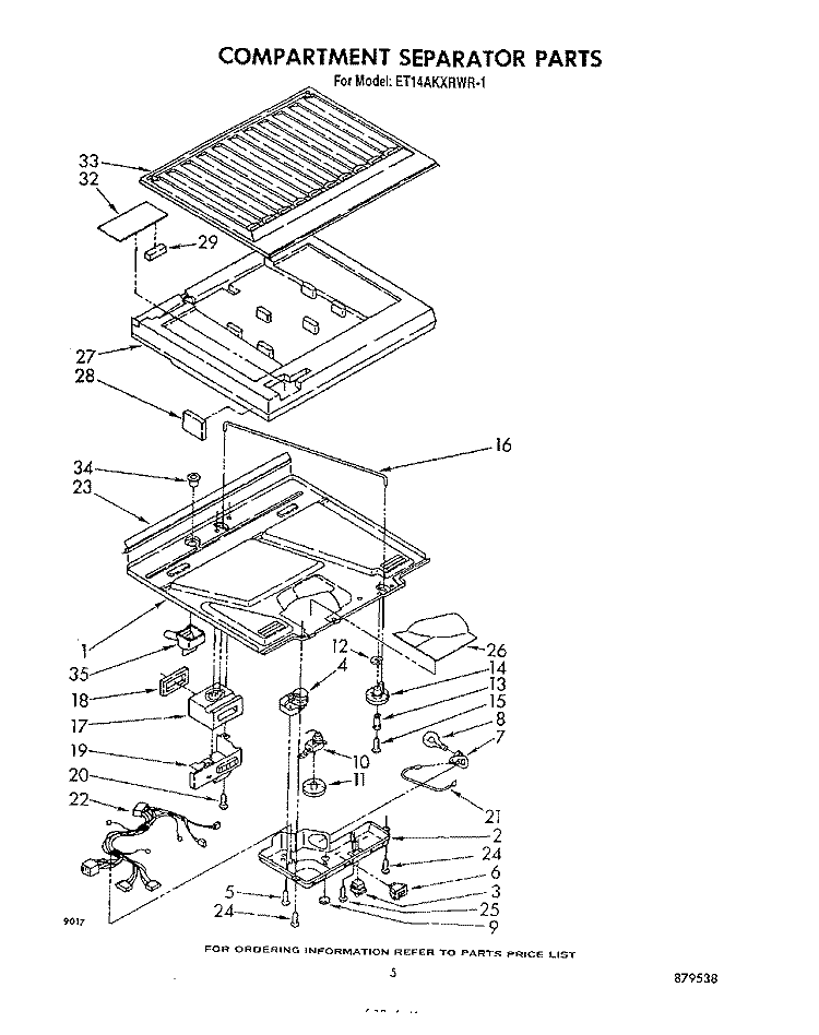 COMPARTMENT SEPARATOR Diagram and Parts List for ET14AKXRWR1  Whirlpool Refrigerator