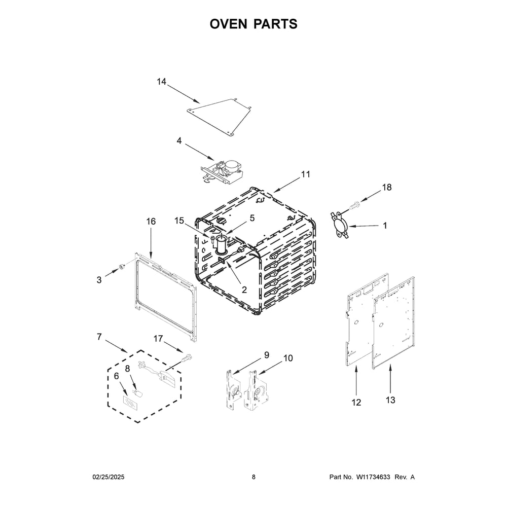 Oven Parts Diagram and Parts List for KFDC500JMH03  KitchenAid Range