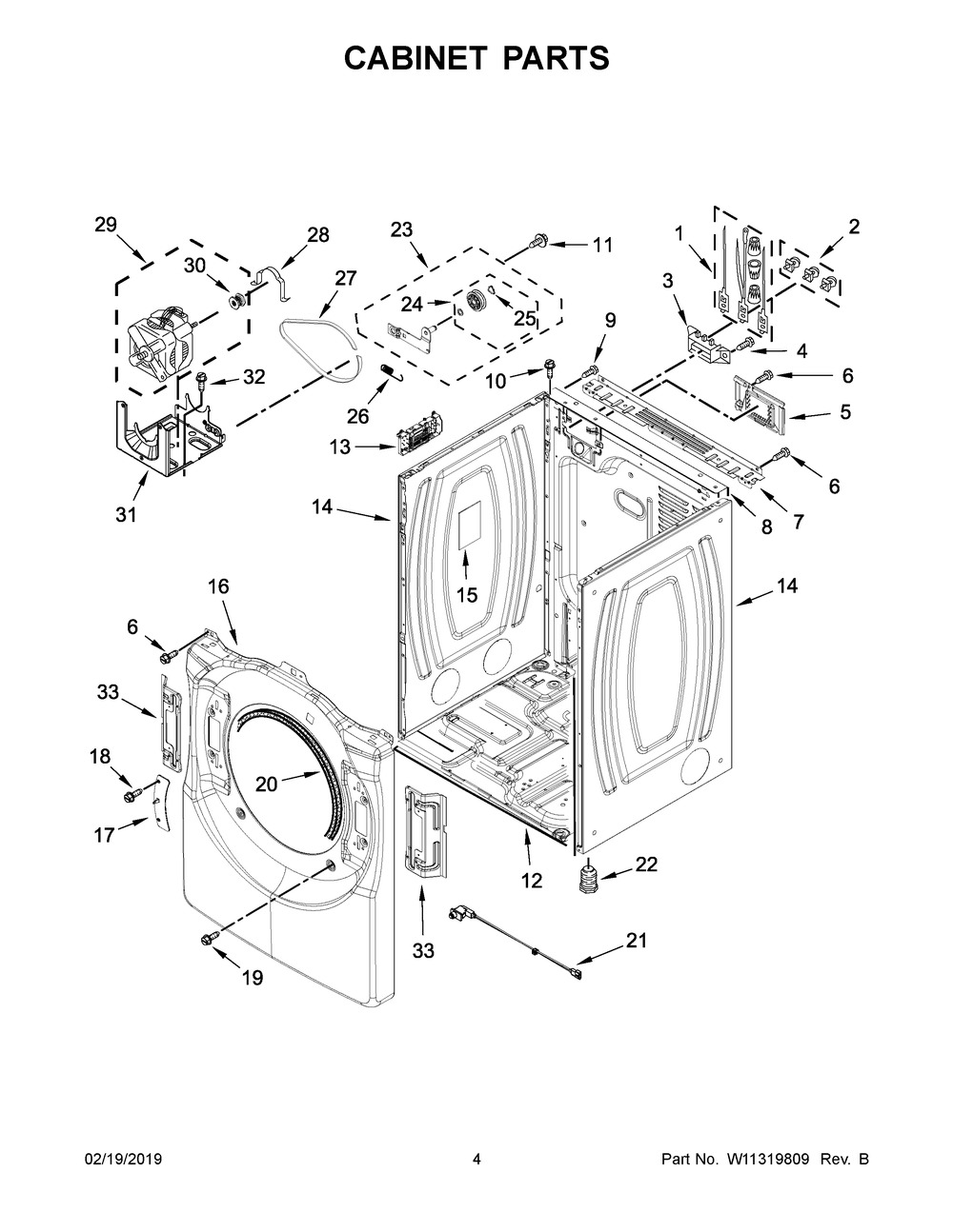 Cabinet Parts Diagram and Parts List for WED6620HC0  Whirlpool Dryer