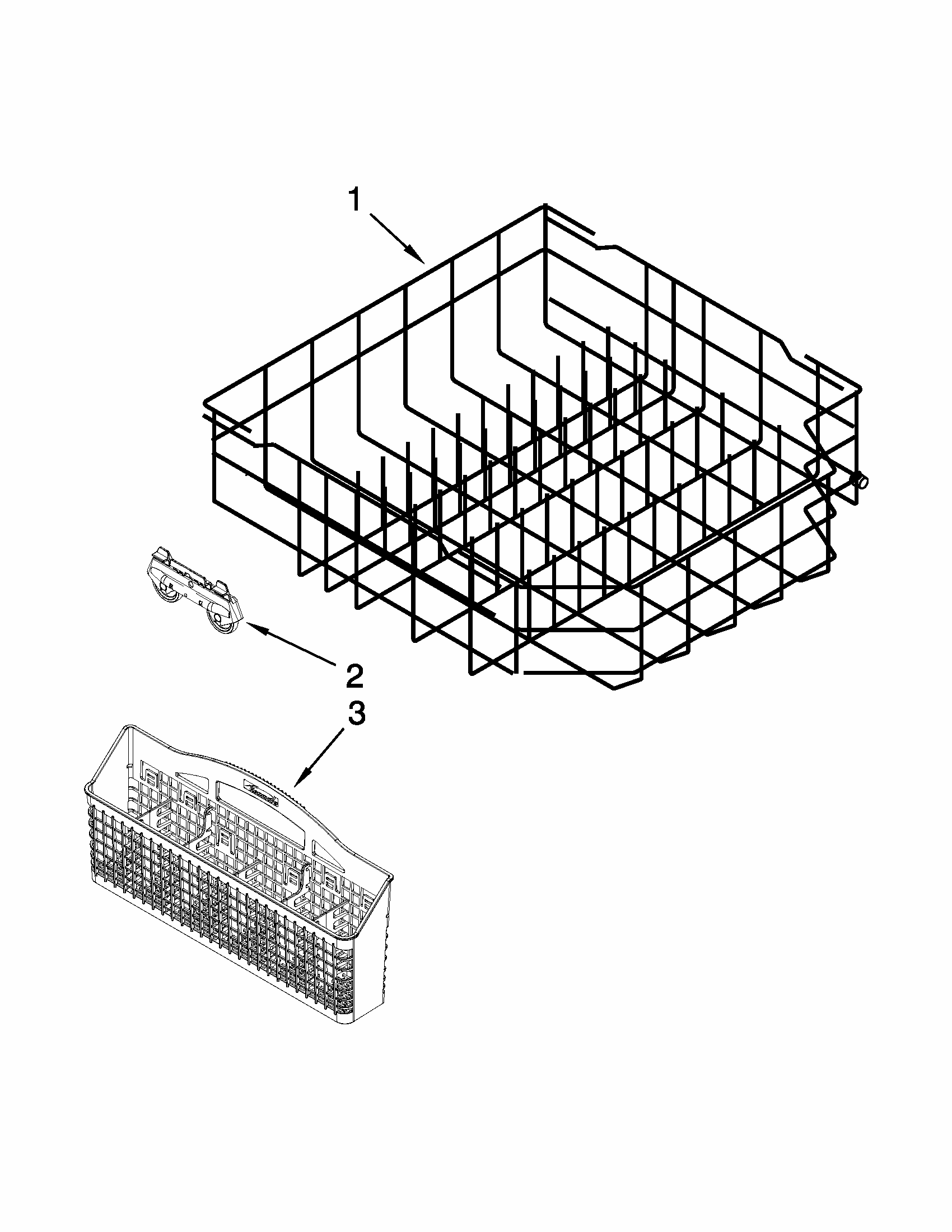 Lower Rack Parts Diagram and Parts List for 66513292K115  Kenmore Dishwasher