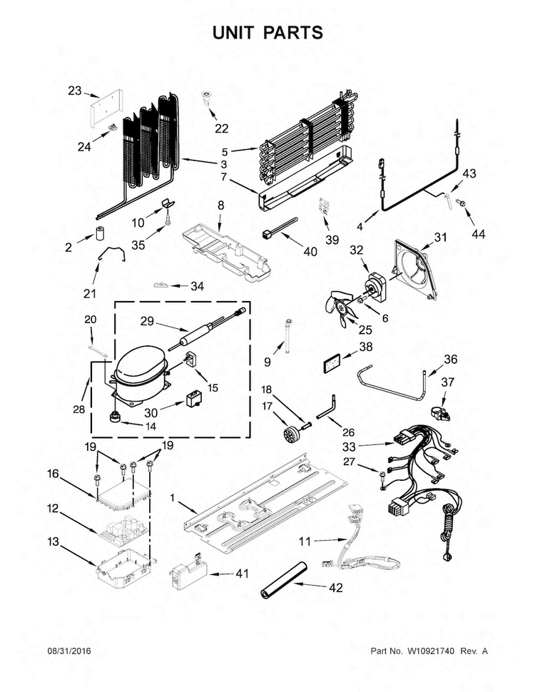 Unit Parts Diagram and Parts List for KRFF300EBS00  KitchenAid Refrigerator