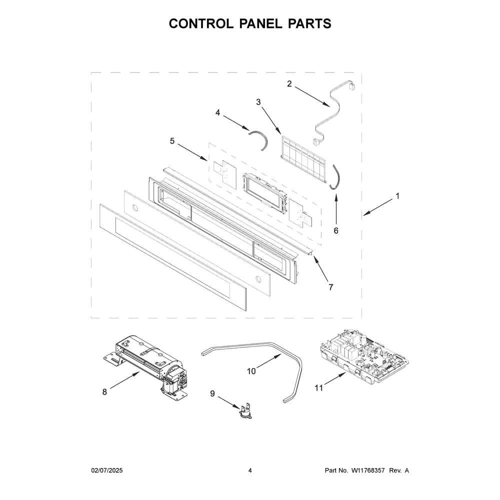 Control Panel Parts Diagram and Parts List for YWOS52ES4MZ02  Whirlpool Wall Oven