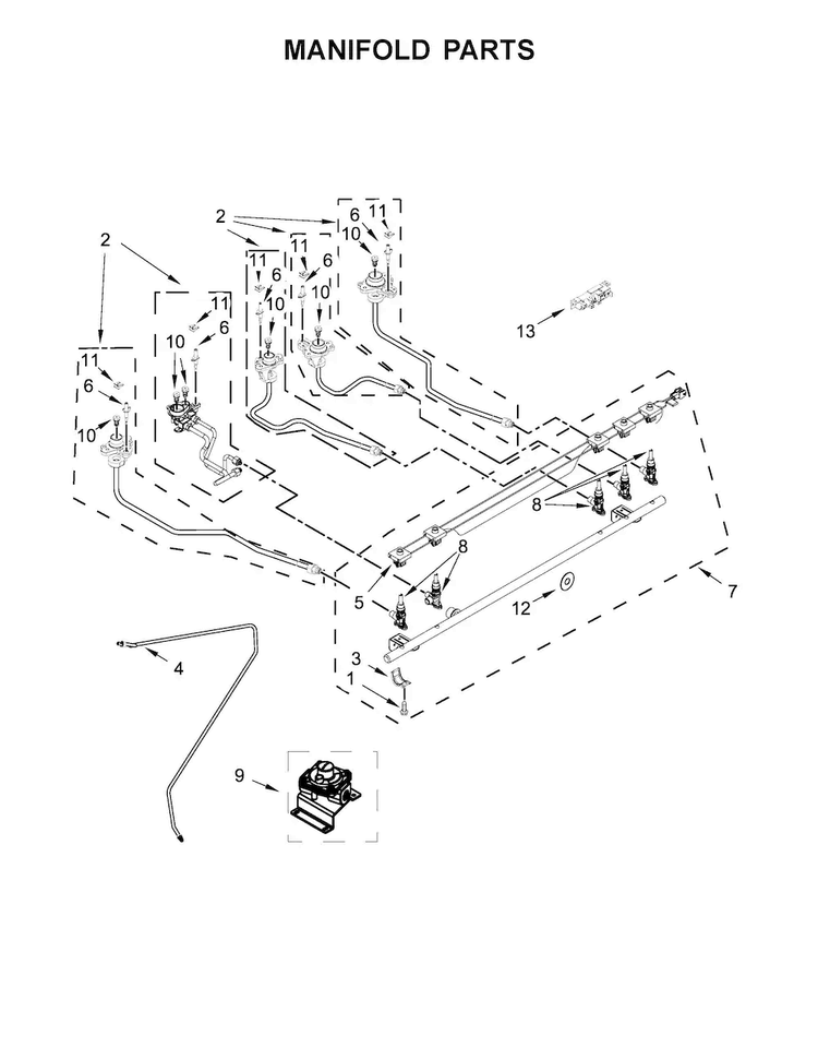 Manifold Parts Diagram and Parts List for KSDB900ESS0  KitchenAid Range