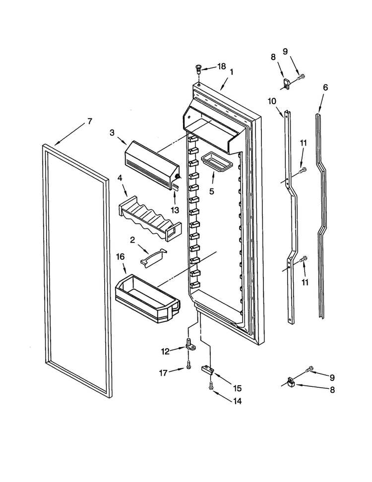 Refrigerator Door Diagram and Parts List for KSRS22QGBT0  KitchenAid Refrigerator