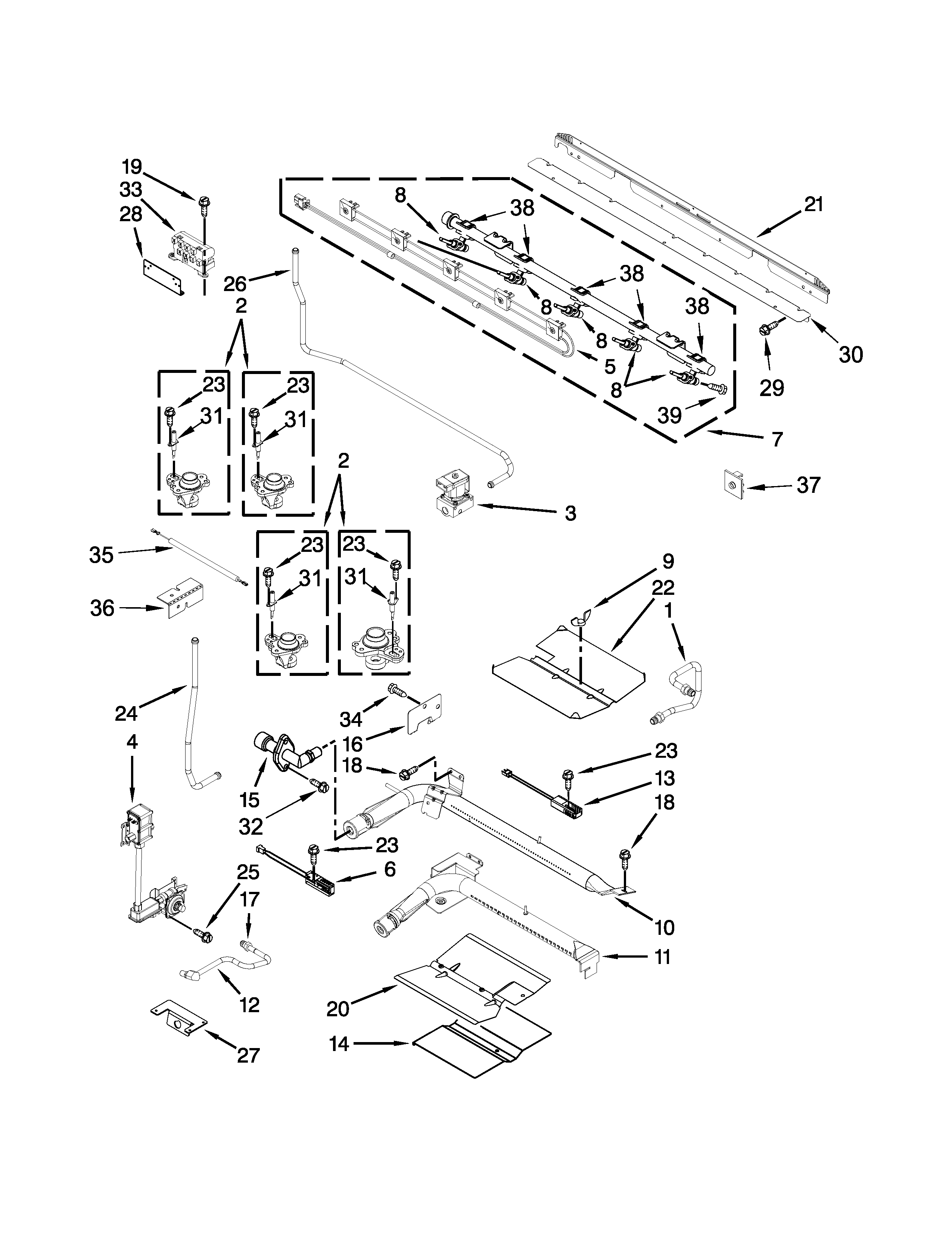 Manifold Parts Diagram and Parts List for IGS900DS04  Whirlpool Range