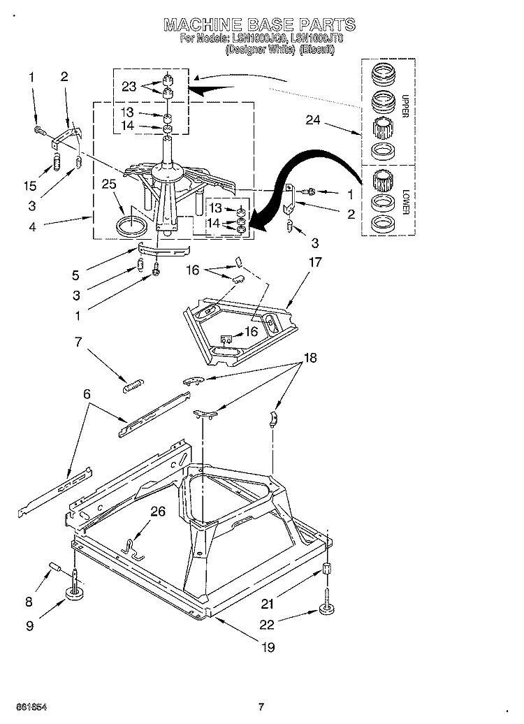 MACHINE BASE Diagram and Parts List for LSN1000JT0  Whirlpool Washer