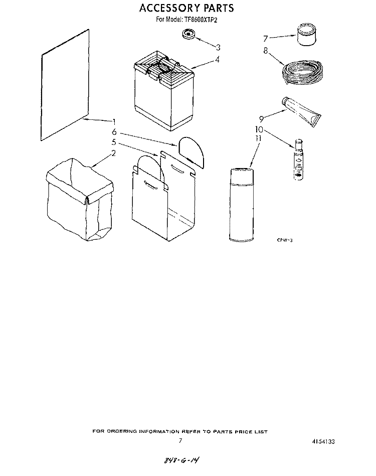 ACCESSORY Diagram and Parts List for TF8600XTP2  Whirlpool Trash Compactor