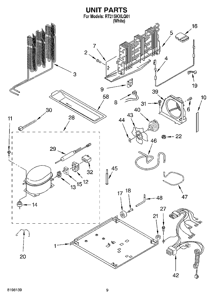 UNIT, OPTIONAL Diagram and Parts List for RT21SKXLQ01  Roper Refrigerator