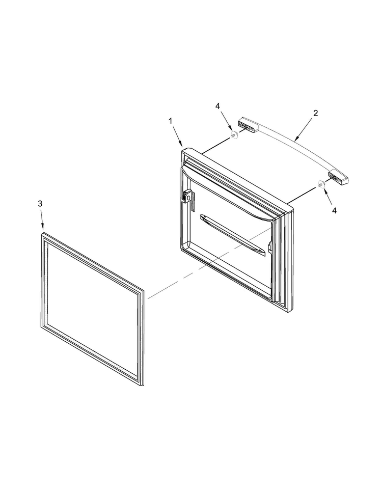 Freezer Door Parts Diagram and Parts List for WRB322DMBB00  Whirlpool Refrigerator