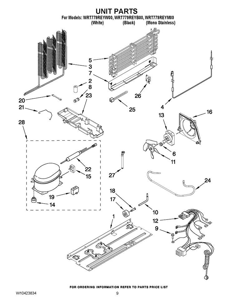 UNIT PARTS Diagram and Parts List for WRT779REYM00  Whirlpool Refrigerator