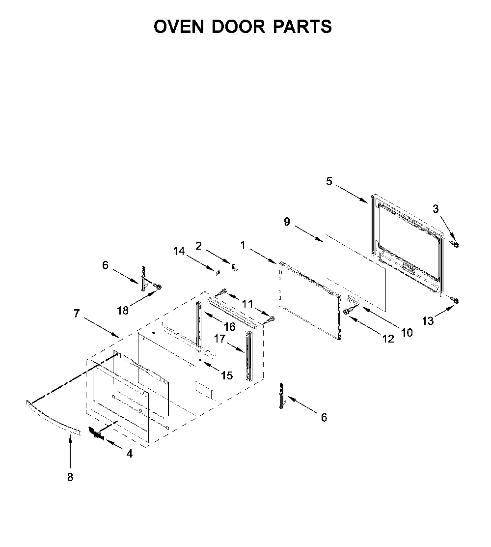 Oven door parts Diagram and Parts List for WOS31ES7JS01  Whirlpool Wall Oven