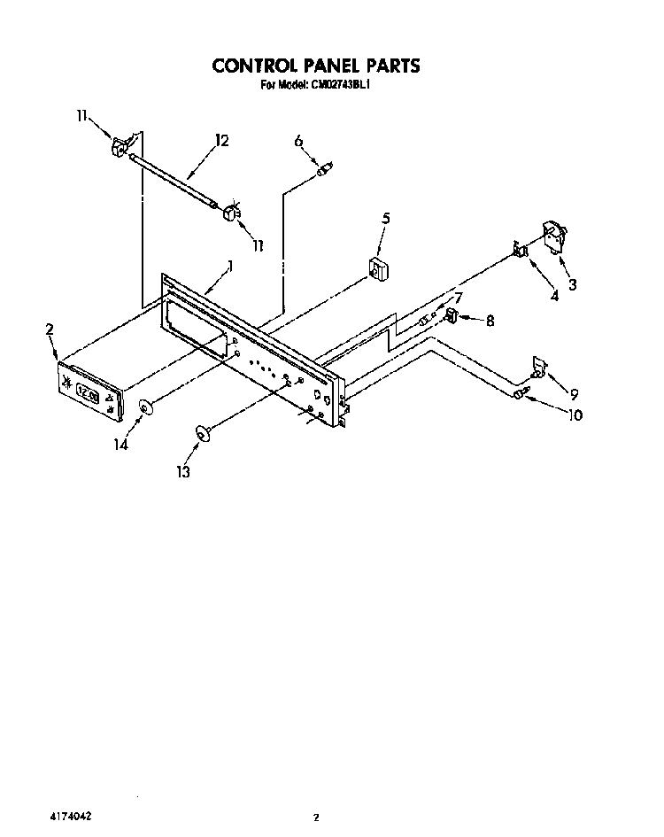 Control Panel Diagram and Parts List for CMO2743BL1  KitchenAid Microwave