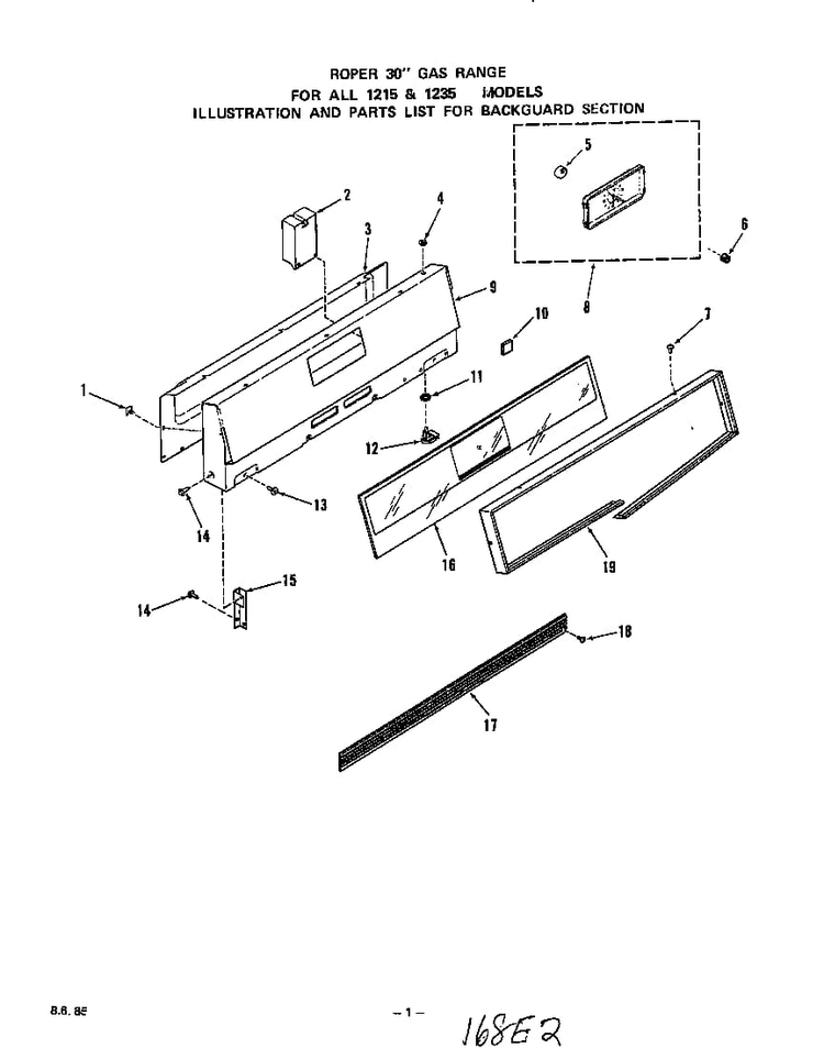 Section 8 Diagram and Parts List for 1235*0A  Roper Range