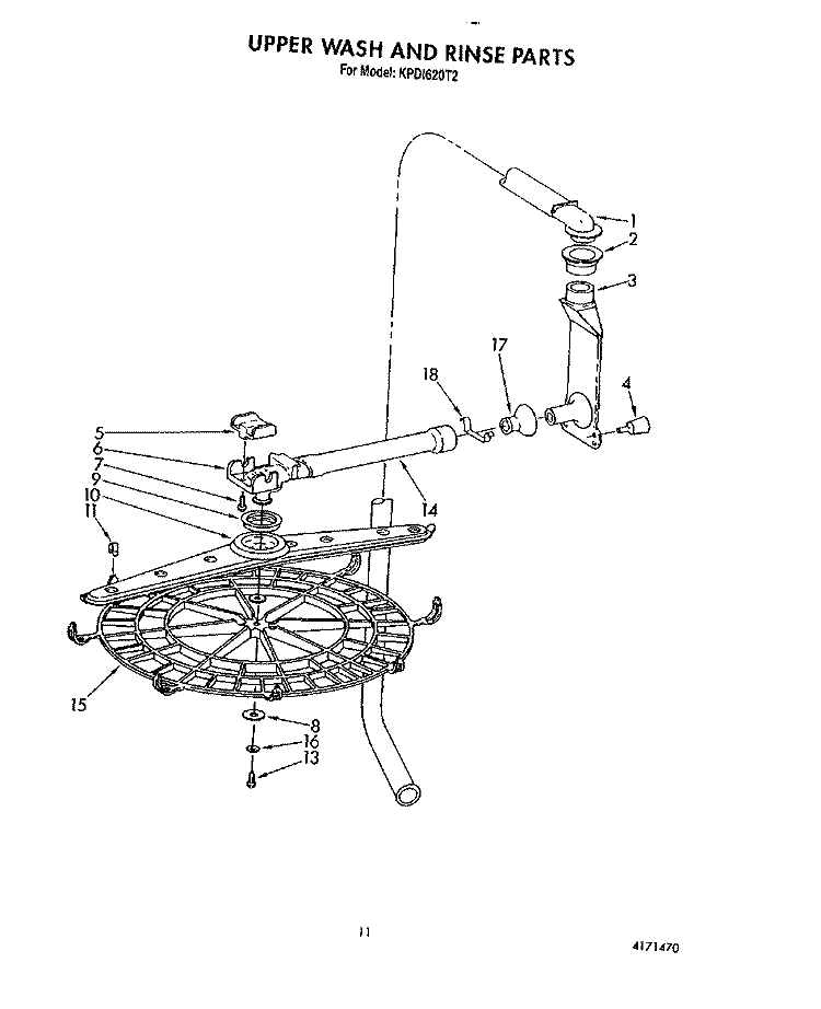 UPPER WASH AND RINSE Diagram and Parts List for KPDI620T2  KitchenAid Dishwasher