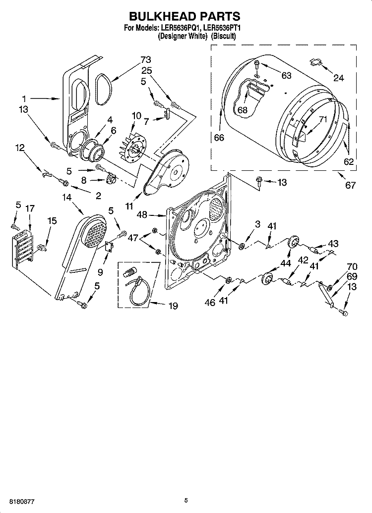 BULKHEAD PARTS, OPTIONAL PARTS (NOT INCLUDED) Diagram and Parts List for LER5636PT1  Whirlpool Dryer