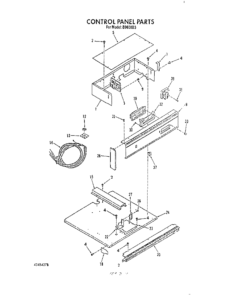 CONTROL PANEL Diagram and Parts List for B9608W3  Roper Wall Oven