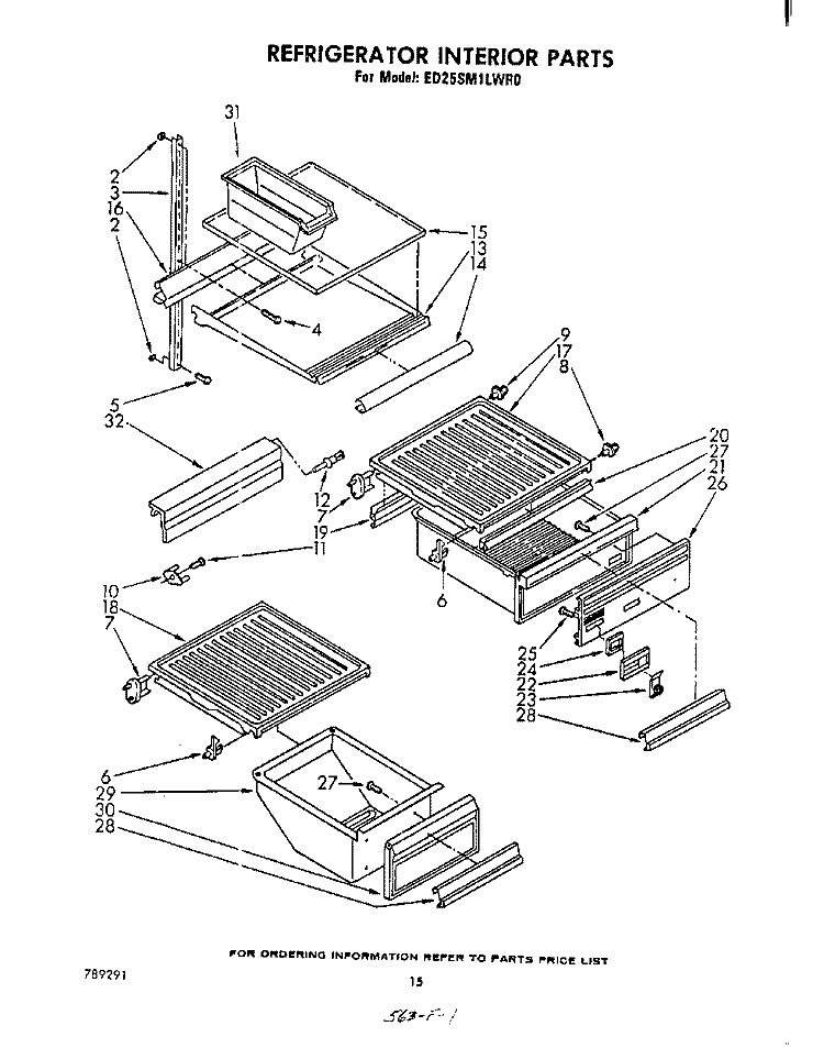 REFRIGERATOR INTERIOR , LIT/OPTIONAL Diagram and Parts List for ED25SM1LWR0  Whirlpool Refrigerator