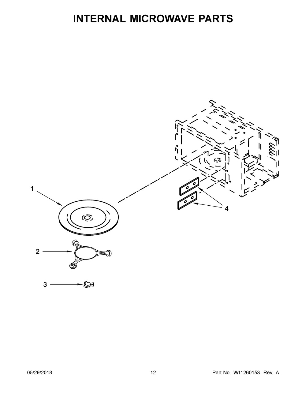 Internal Microwave Parts Diagram and Parts List for WOC54EC0AB05  Whirlpool Microwave Oven Combo