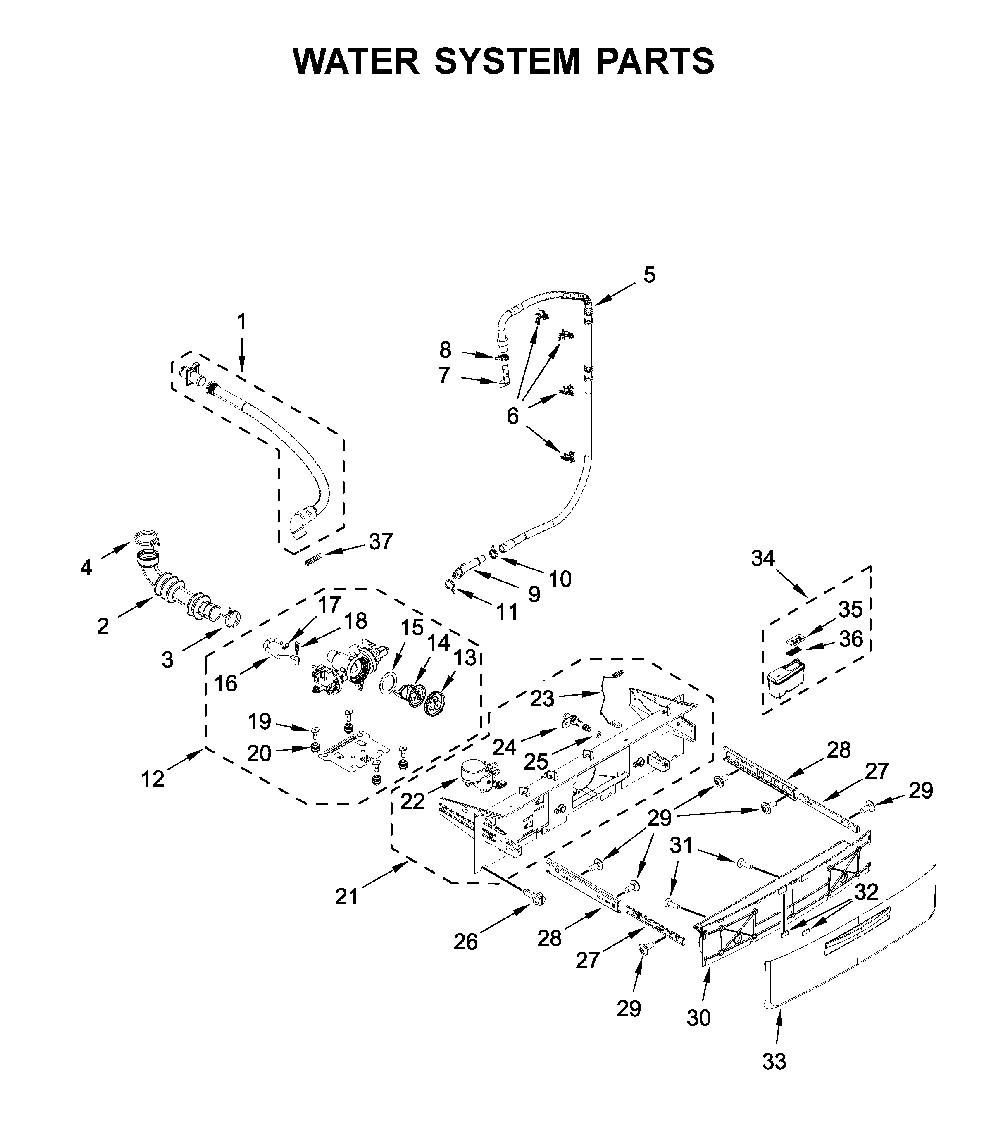 Water system parts Diagram and Parts List for 7MWFW5622HW2  Whirlpool Washer